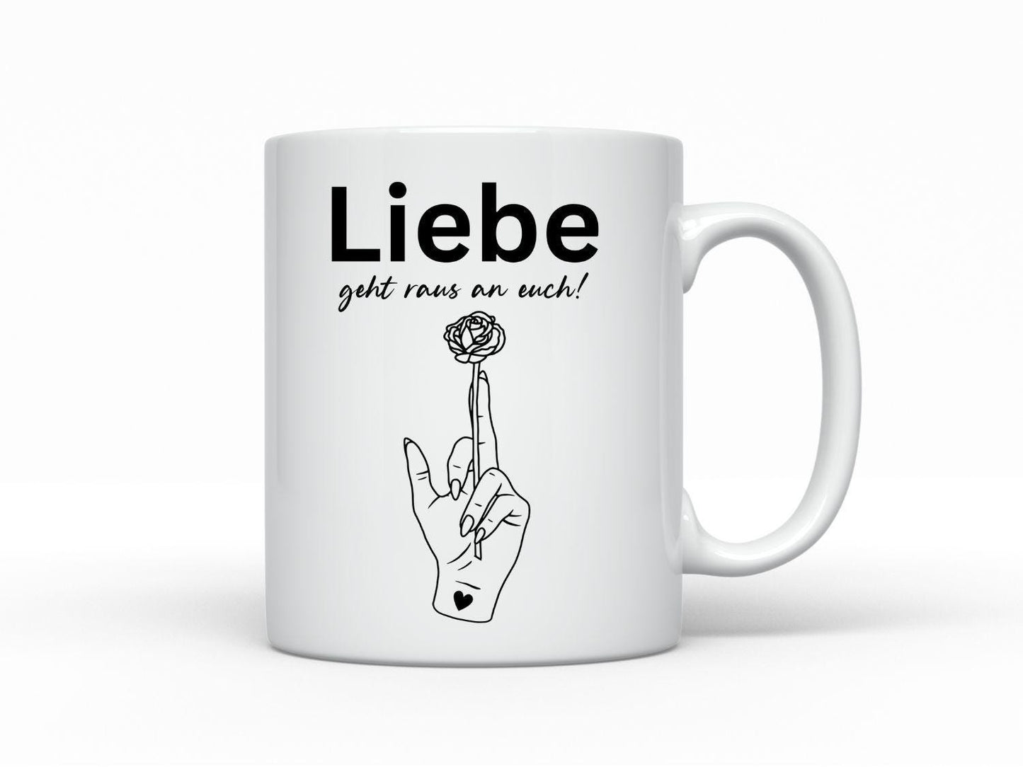 Tasse Rose Büro mit Spruch frech Mittelfinger Rosen Kollegen Tasse Kollegin Arbeitsplatz Geschenk