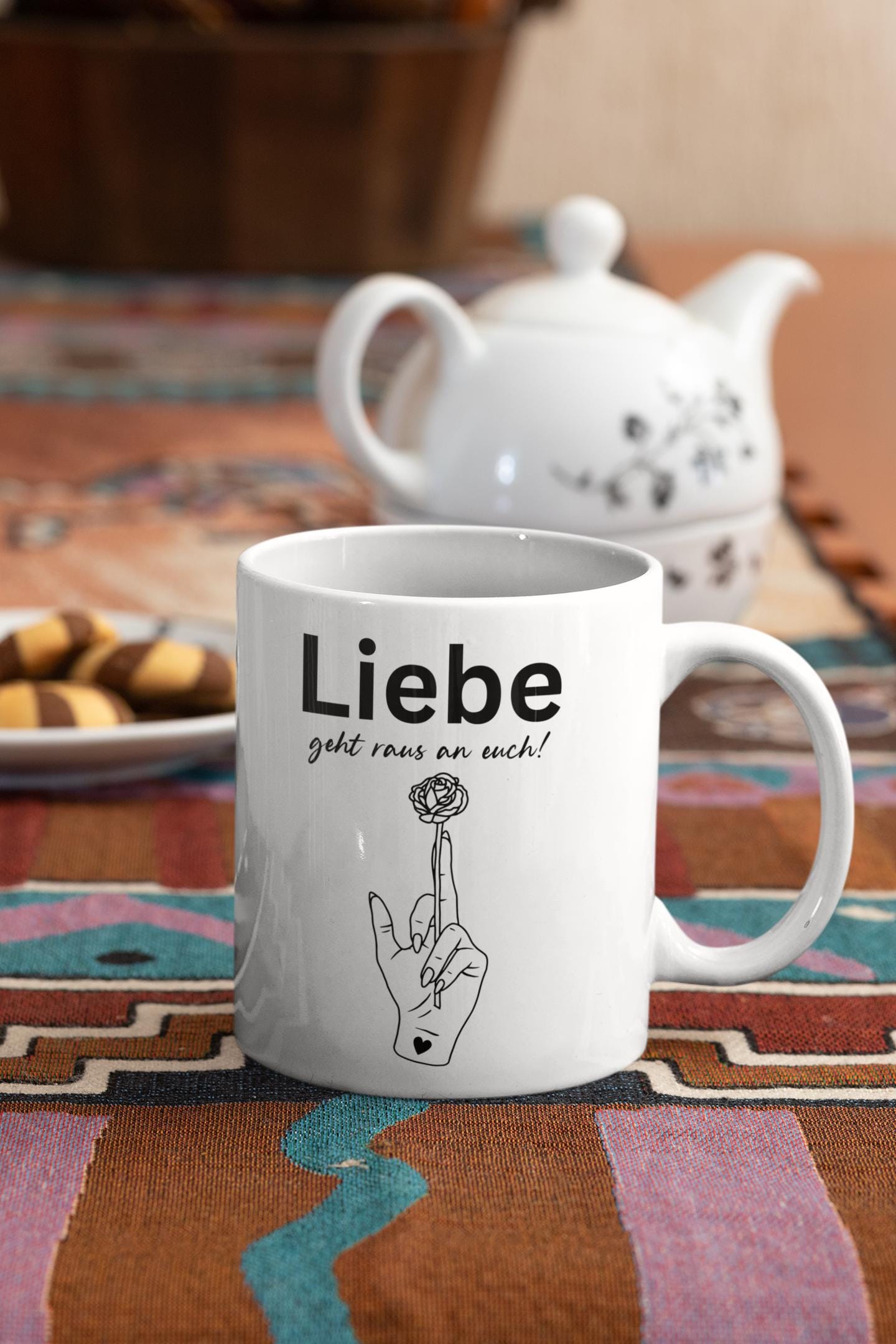 Tasse Rose Büro mit Spruch frech Mittelfinger Rosen Kollegen Tasse Kollegin Arbeitsplatz Geschenk