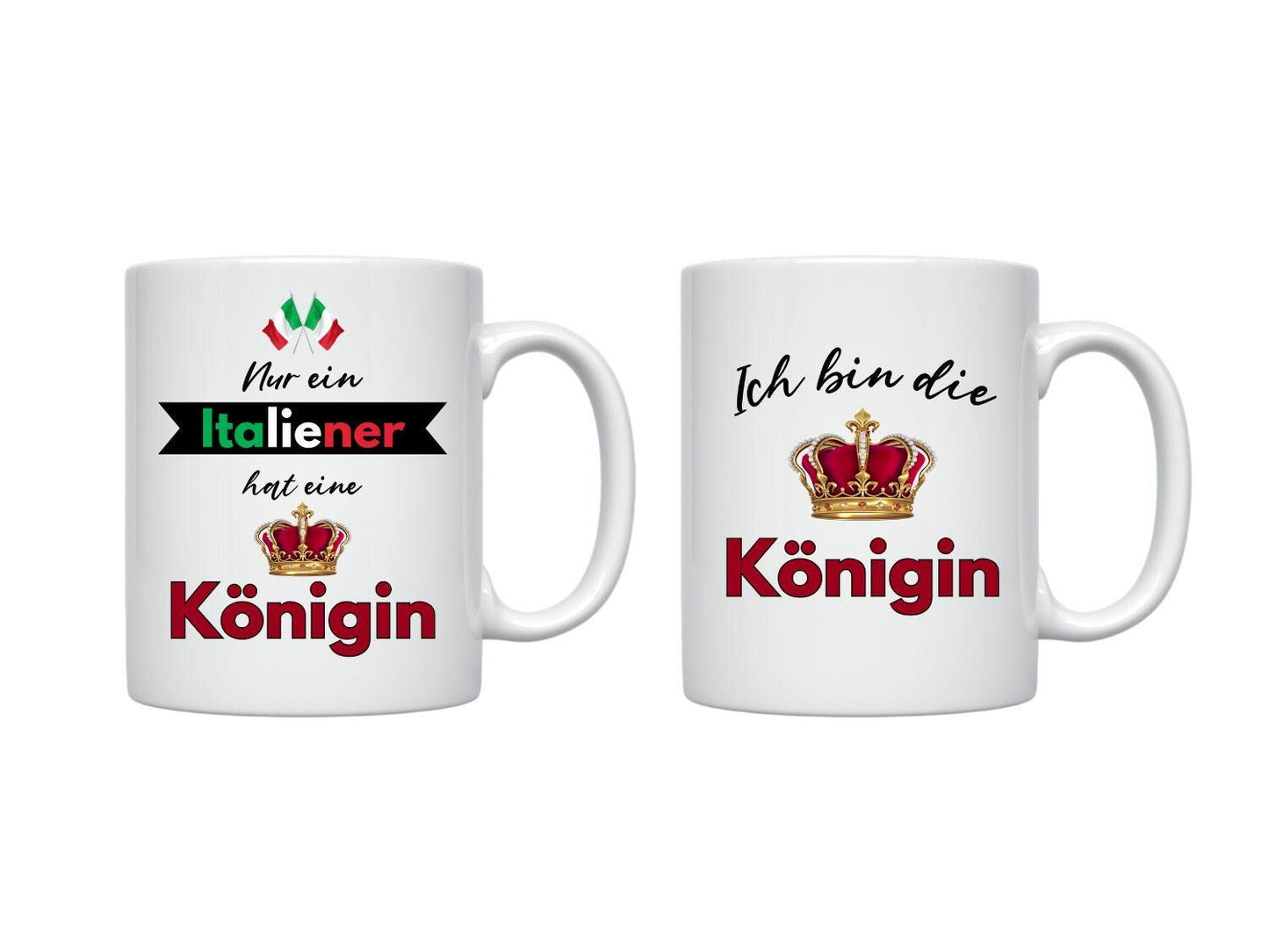 Italien Tassen Set Italiener und Königin Set 2x weiß Italien Geschenk Tasse Italiener Tassen