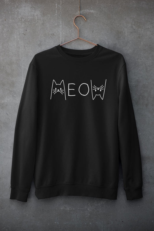 Damen Premium Katzen Sweatshirt Pullover MEOW Kater